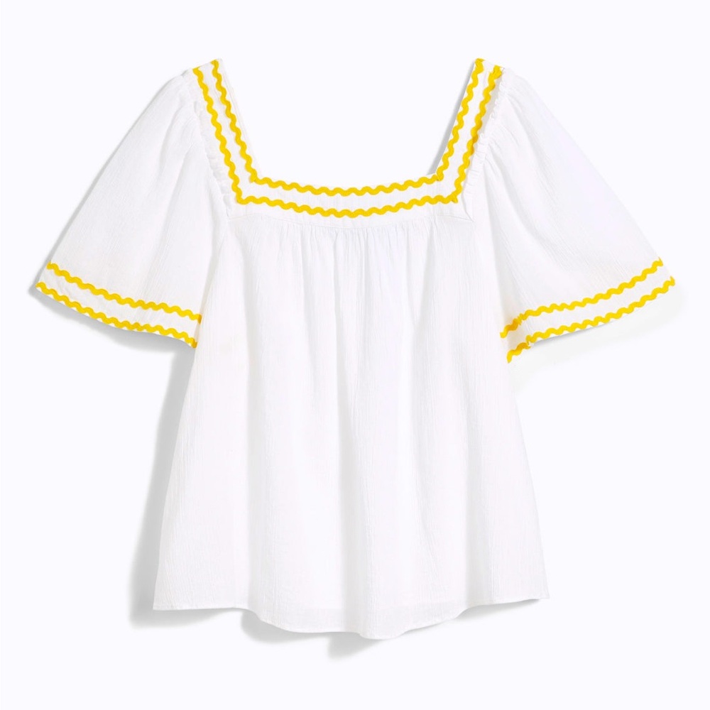 Draper James White Top with Yellow Accents